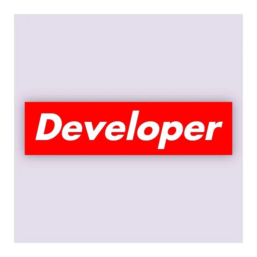 A red rectangular label with the word "Developer" in bold white letters.