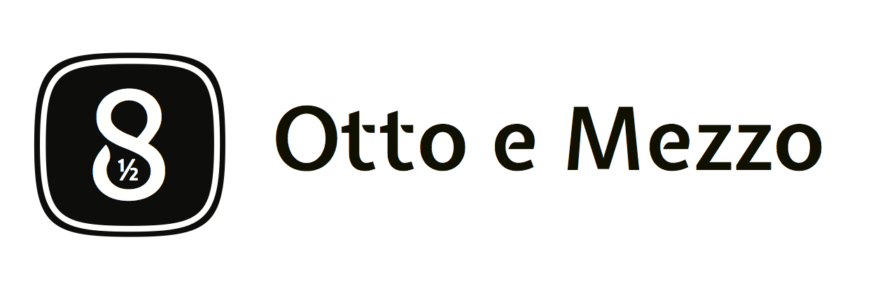 Logo featuring the number 8 half, with the text 'Otto e Mezzo' to the right.