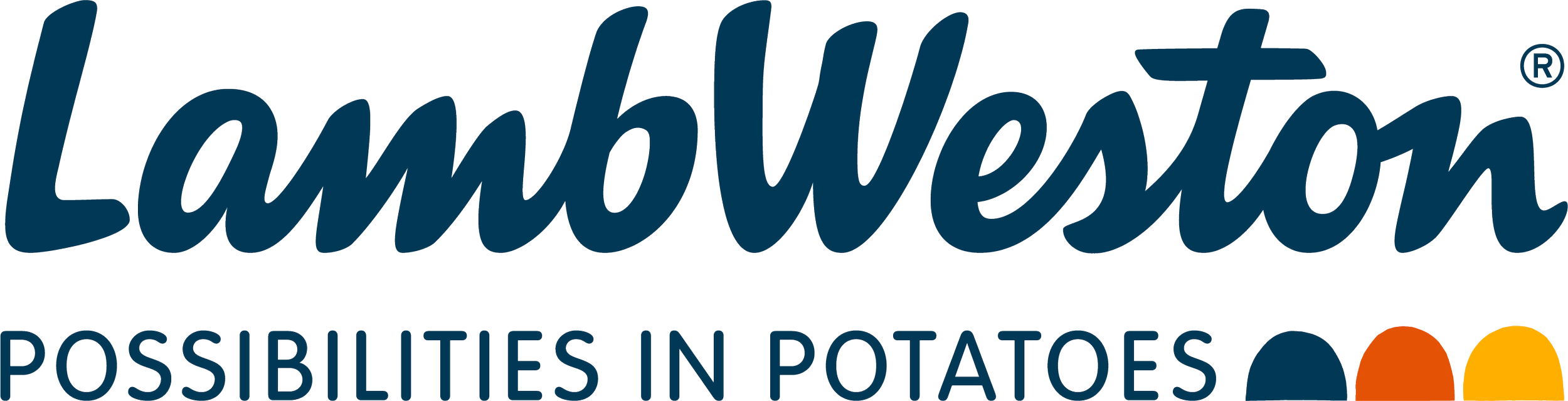 Lamb Weston logo with the slogan 'Possibilities in Potatoes' and colorful dots.