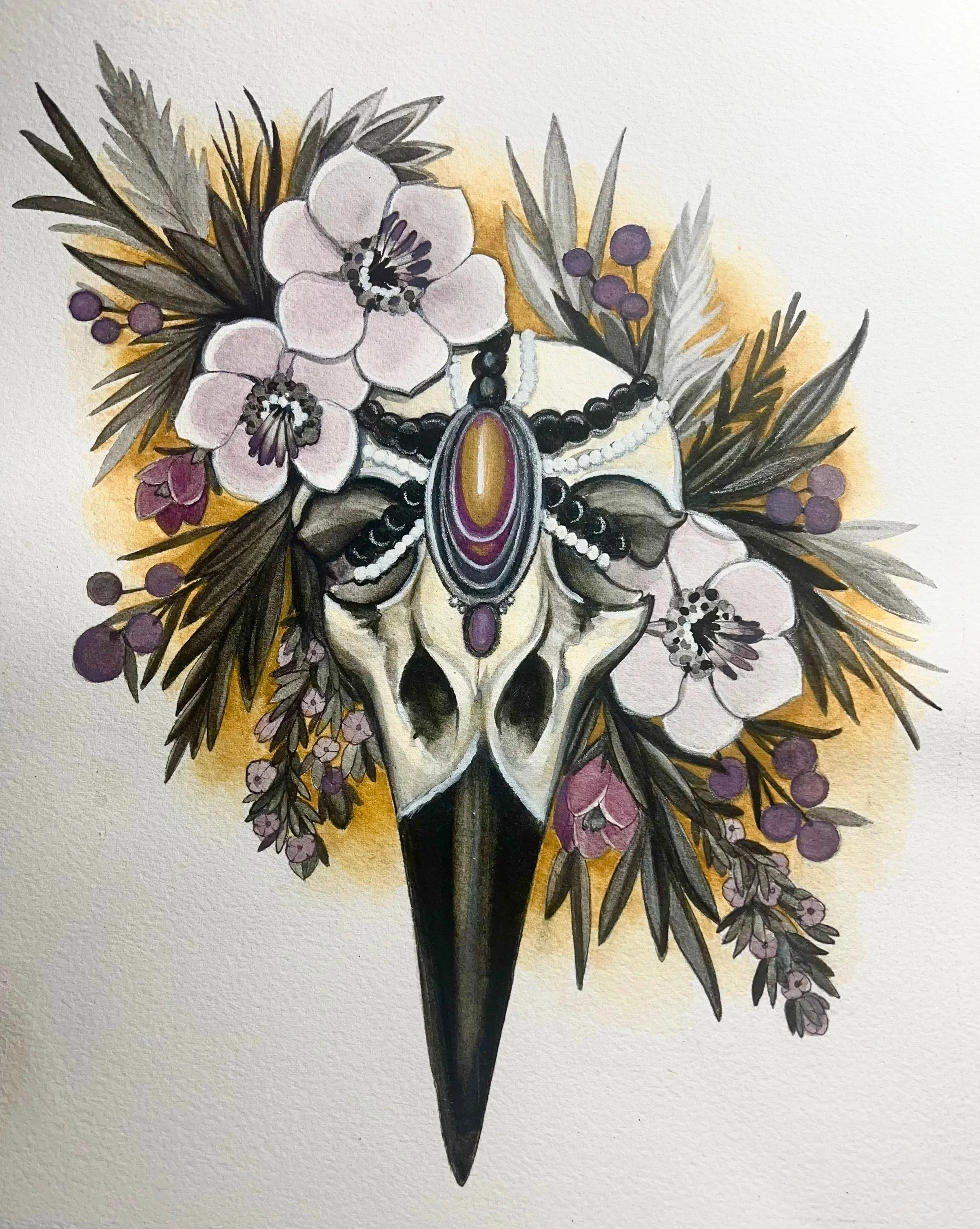 Ornamental Raven Skull 