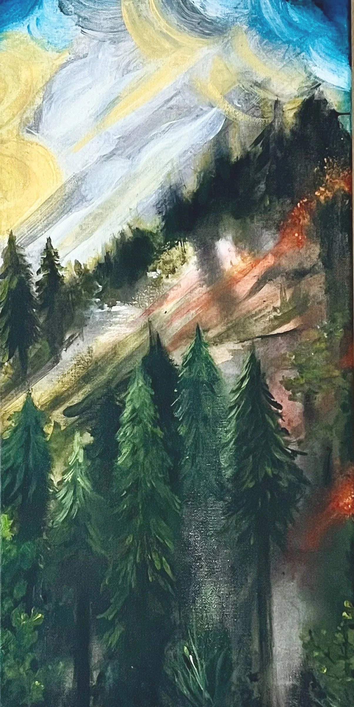 California Burning:
Oil on canvas; 10" X 20"