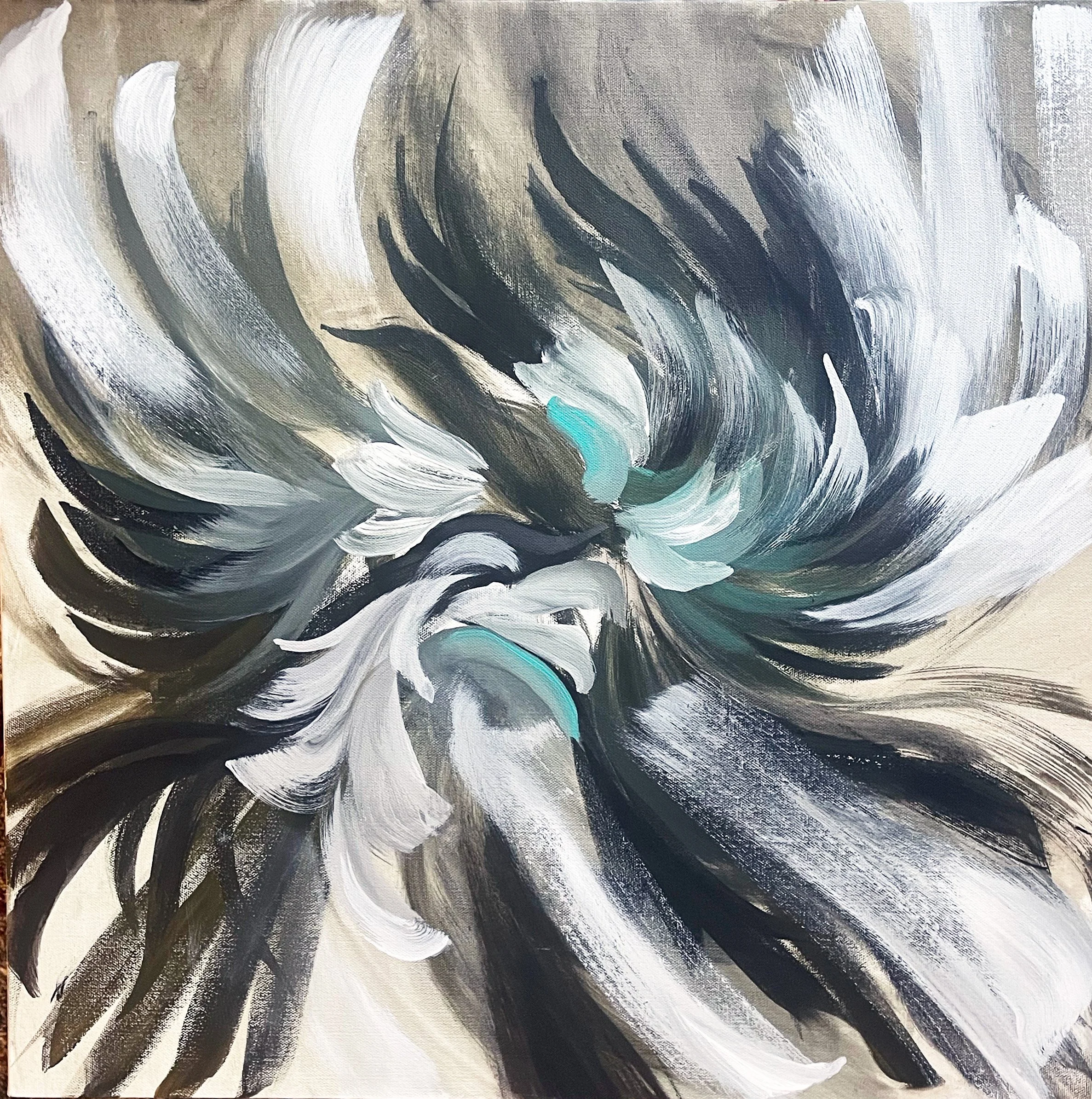 Feather Flight:
Acrylic on canvas; 24" X24"