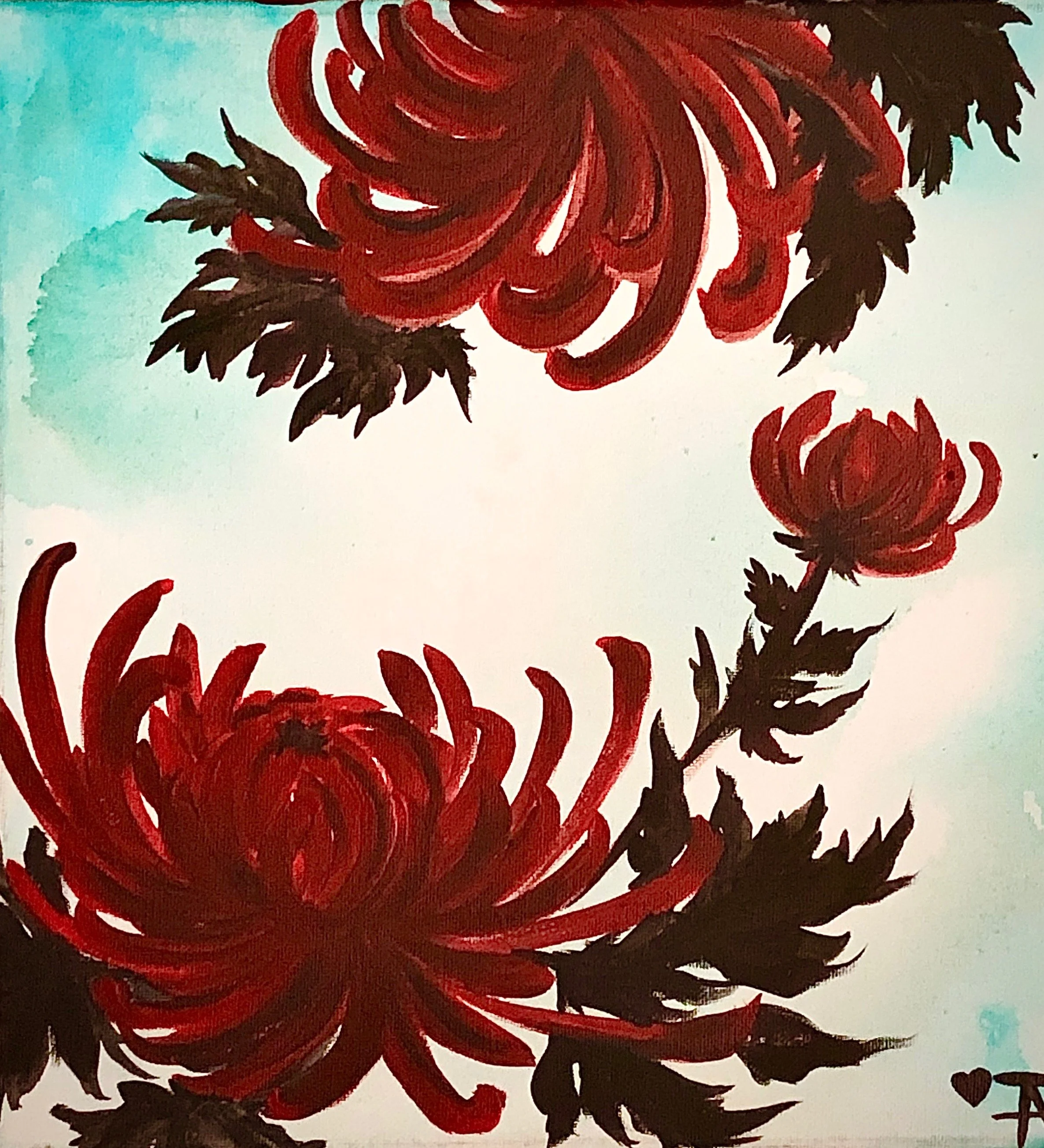 Mums:
Acrylic on board 