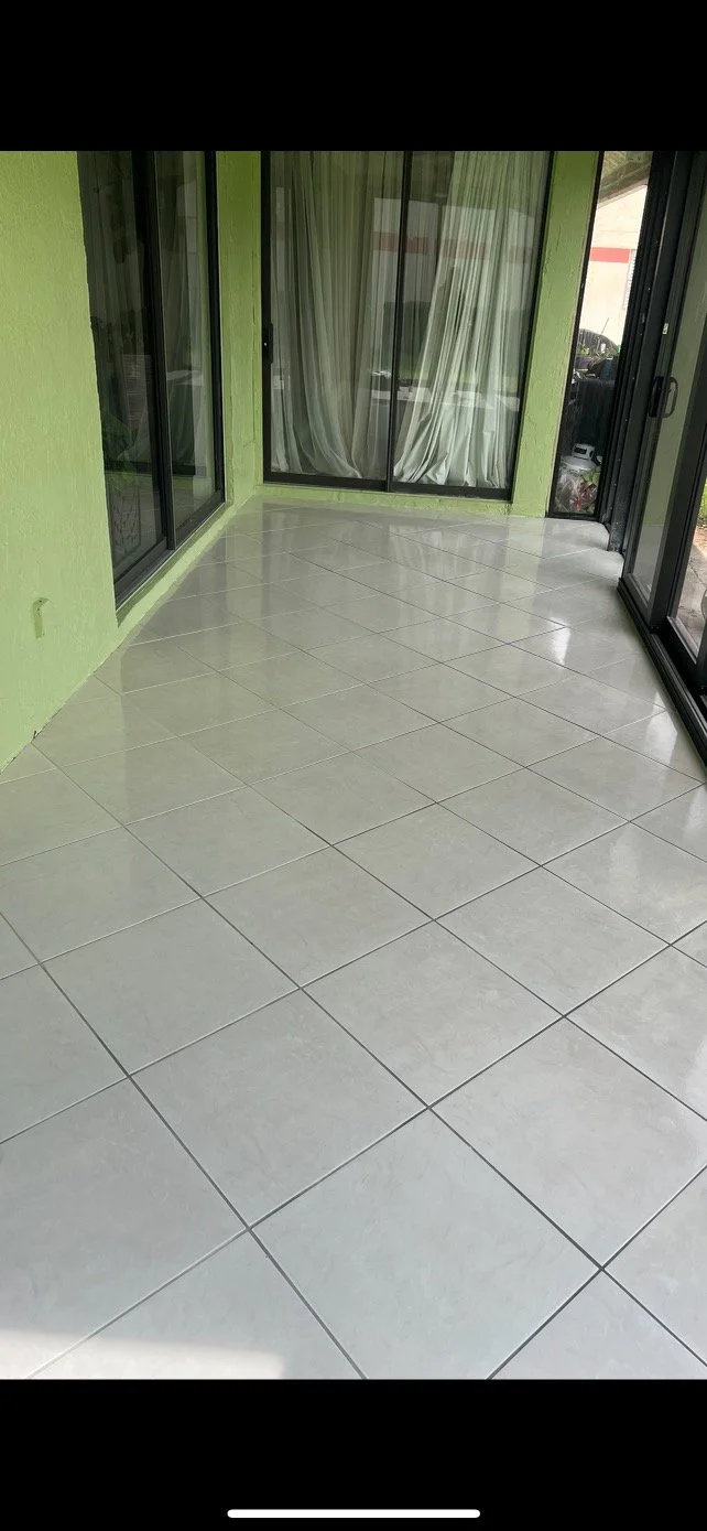 Clover Cleaning technician refinishing natural stone surfaces in a South Florida residence.