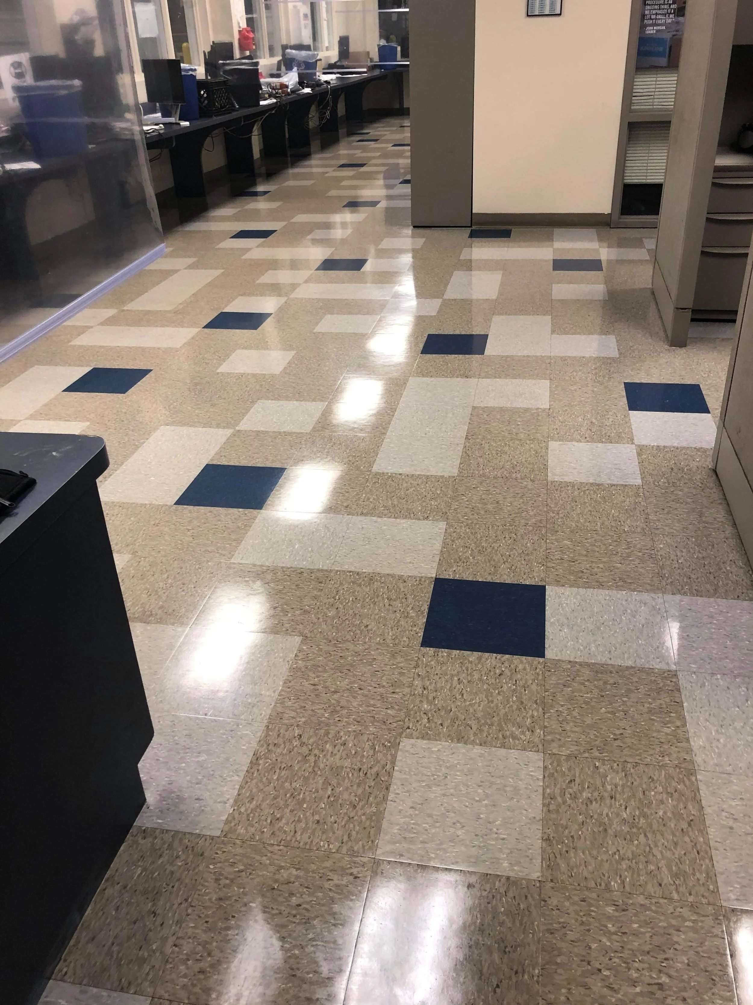 Clover Cleaning providing professional vinyl floor cleaning and restoration in Pompano Beach, leaving floors bright, clean, and refreshed.