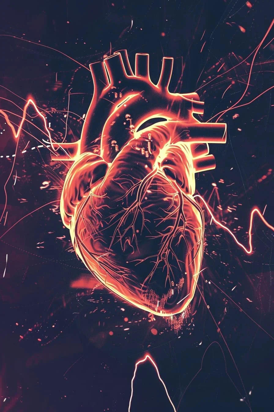 image of heart with abnormal conduction depicting atrial fibrillation