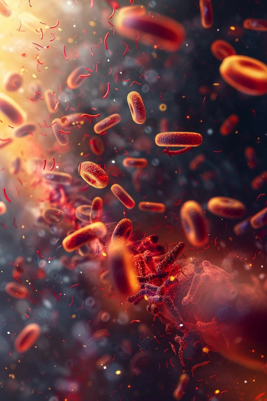 bacteria mixing with blood depicting bacteremia or a bloodstream infection