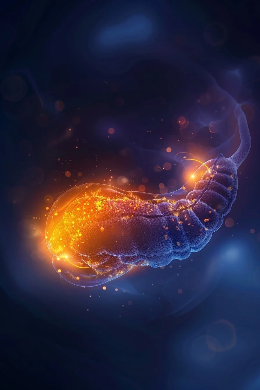 graphical representation of the pancreas, suggestive of pancreatitis and inflammation of the pancreas