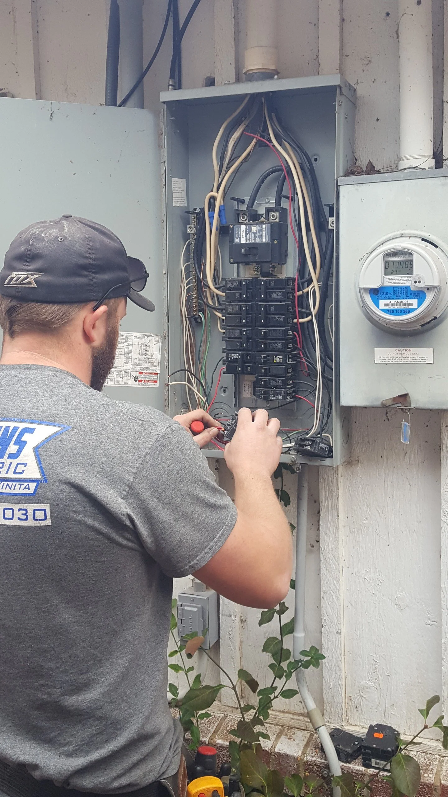 Collins Electric technician performing residential electrical repair in Vinita Oklahoma