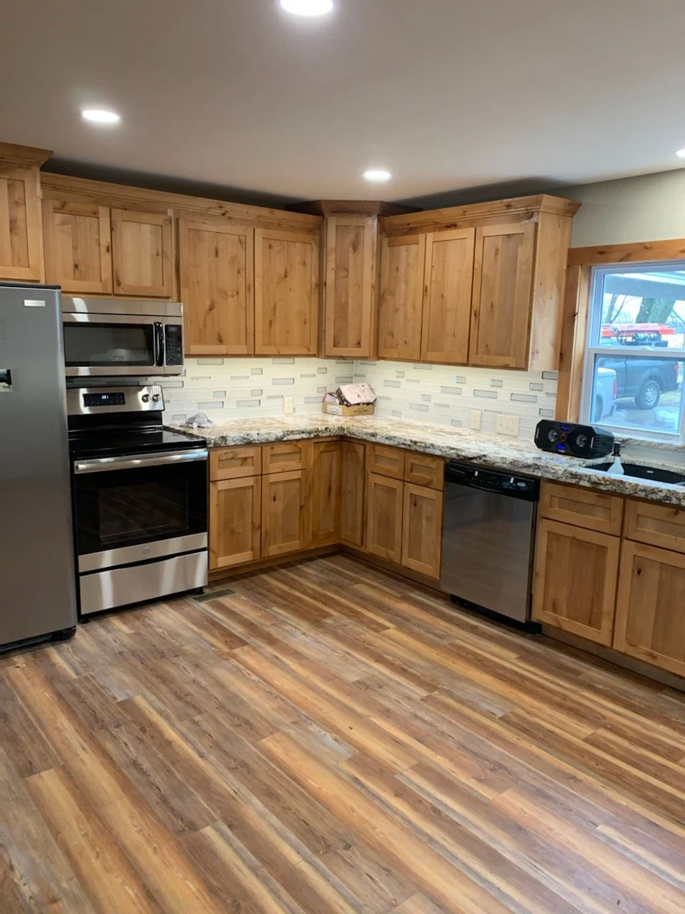 Kitchen remodel electrical installation and recessed lighting by Collins Electric in Vinita Oklahoma