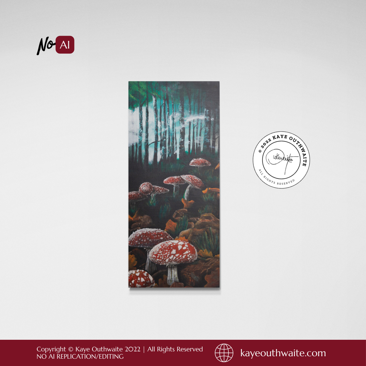 'Mushroom Forest' (2022) - Original Mixed Media Painting on Wooden Panel