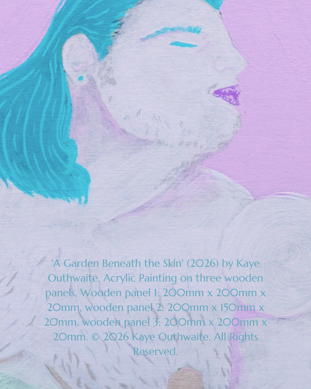 Detail of pastel acrylic layering in A Garden Beneath the Skin, painting by Kaye Outhwaite