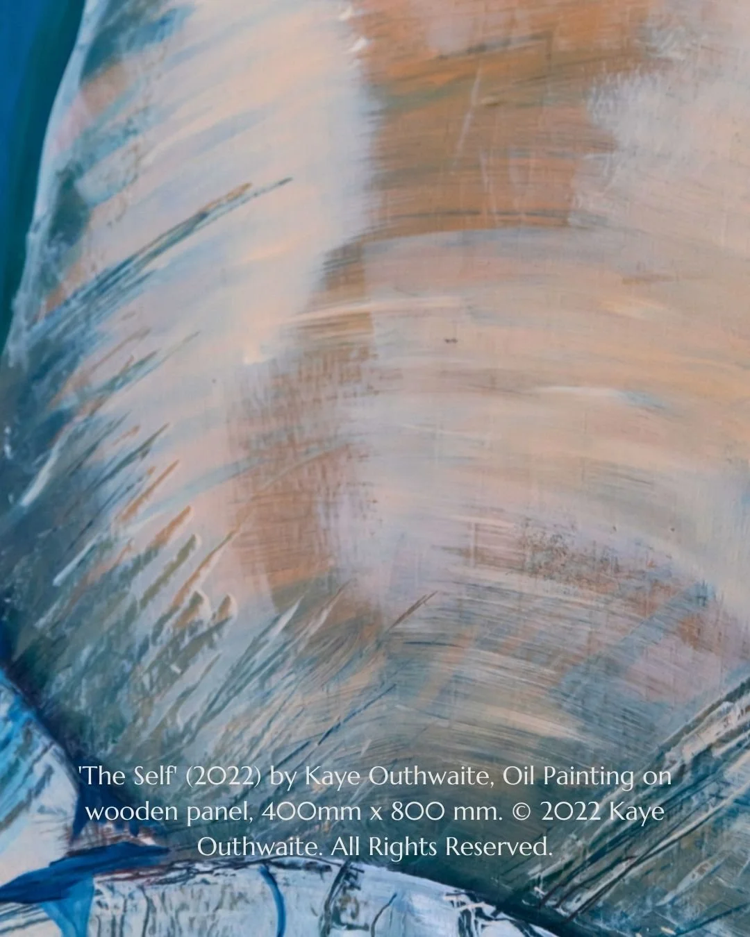 Detail of sgraffito cutting into layered oil paint in The Self by Kaye Outhwaite