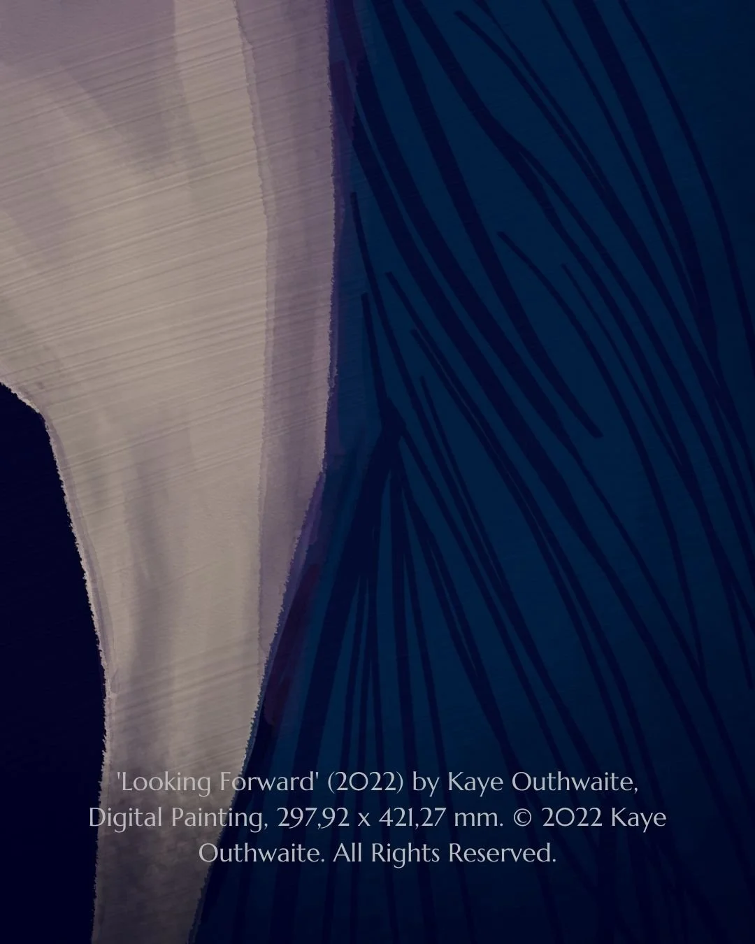 Macro detail of colour contrast in Looking Forward, digital painting by Kaye Outhwaite