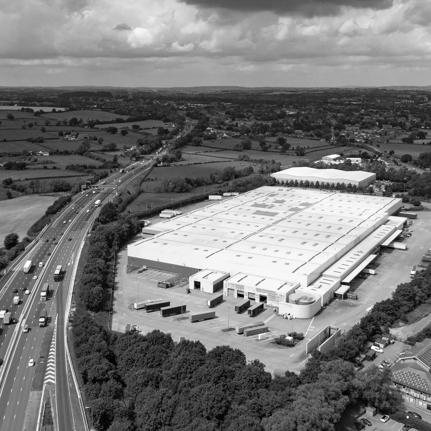 large building beside highway