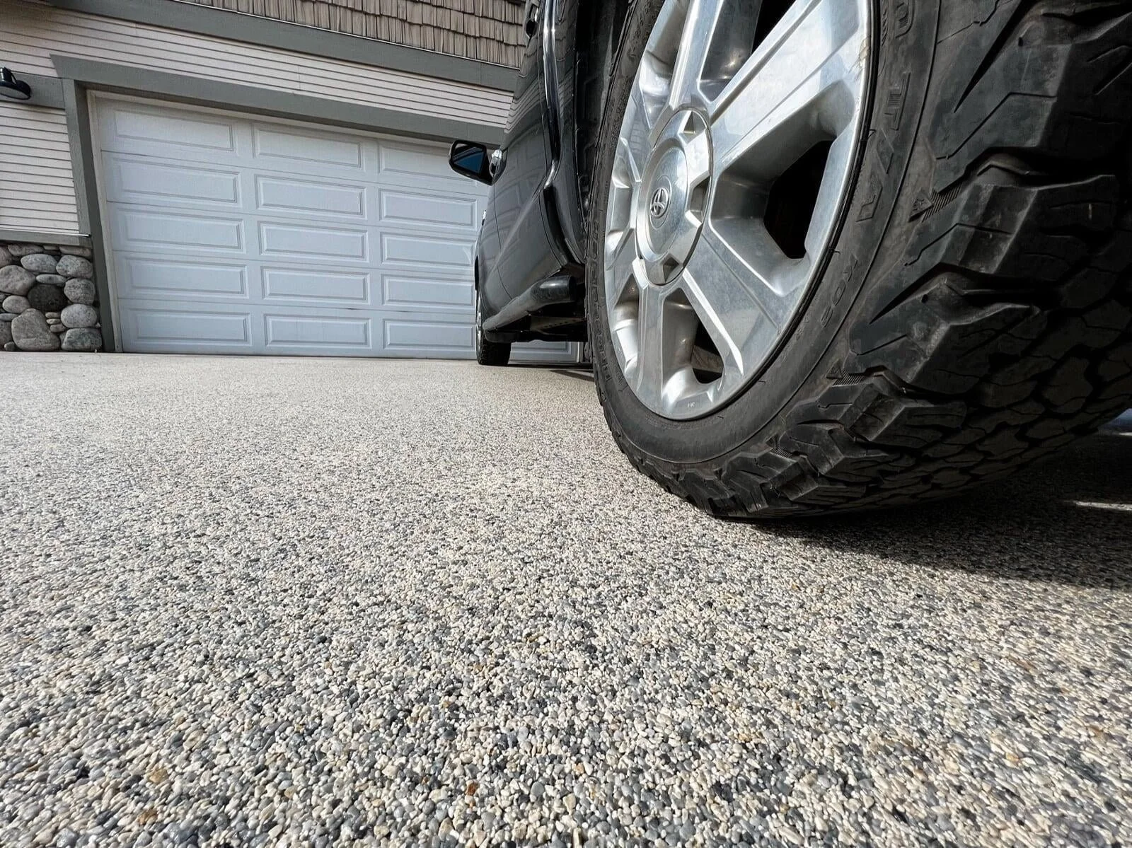 Detailed view of durable permeable stone surface for driveways and patios