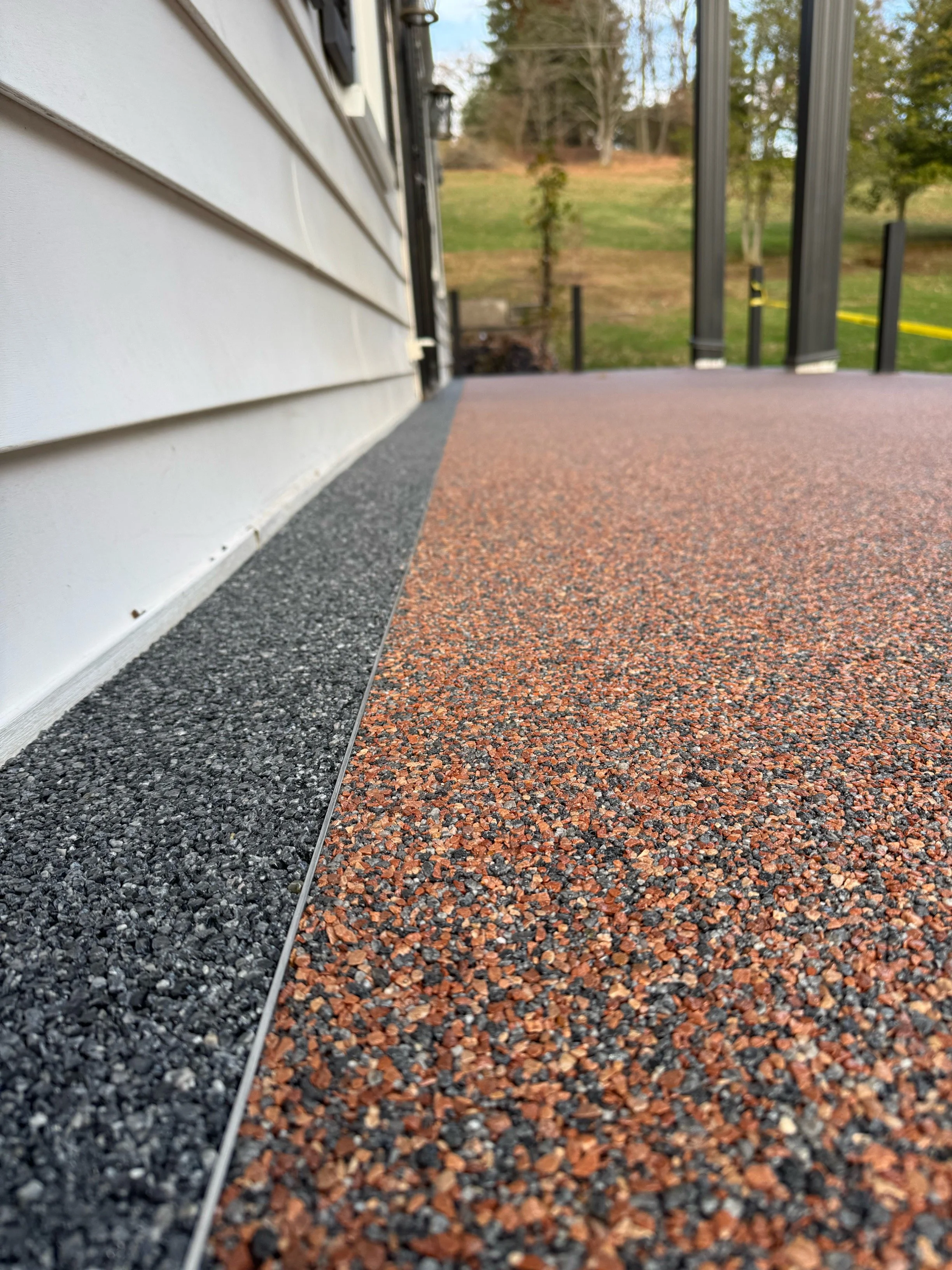 Completed stone walkway installation at residential property