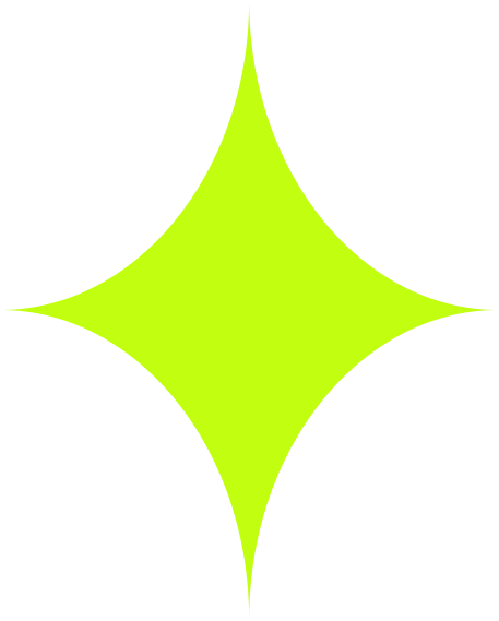 Bright green star-shaped figure with four points