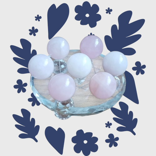 Glass Crystal Grid & Rose Quartz Spheres