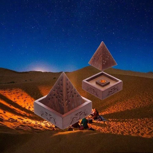 Pyramid Flower Fretwork Incense Cone Box