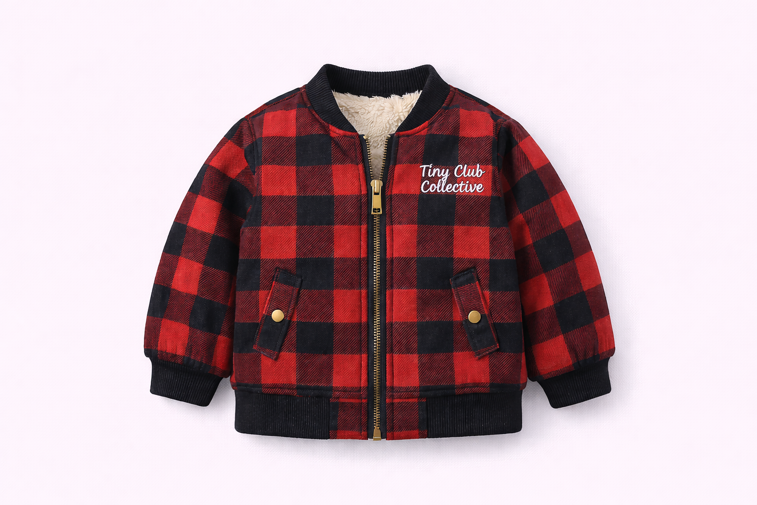 Little tartan low collar coat