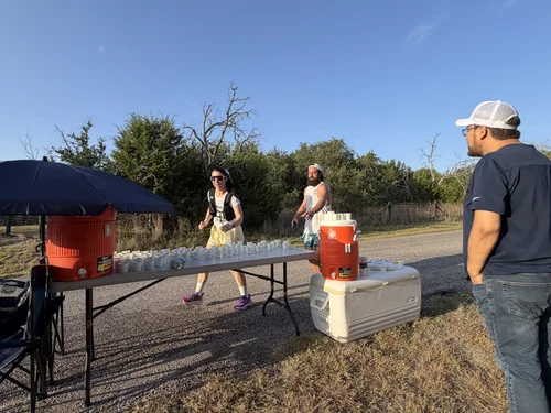 Volunteers at the water station