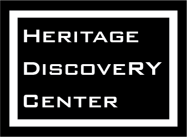 Heritage Discovery Center logo with white text on black background.