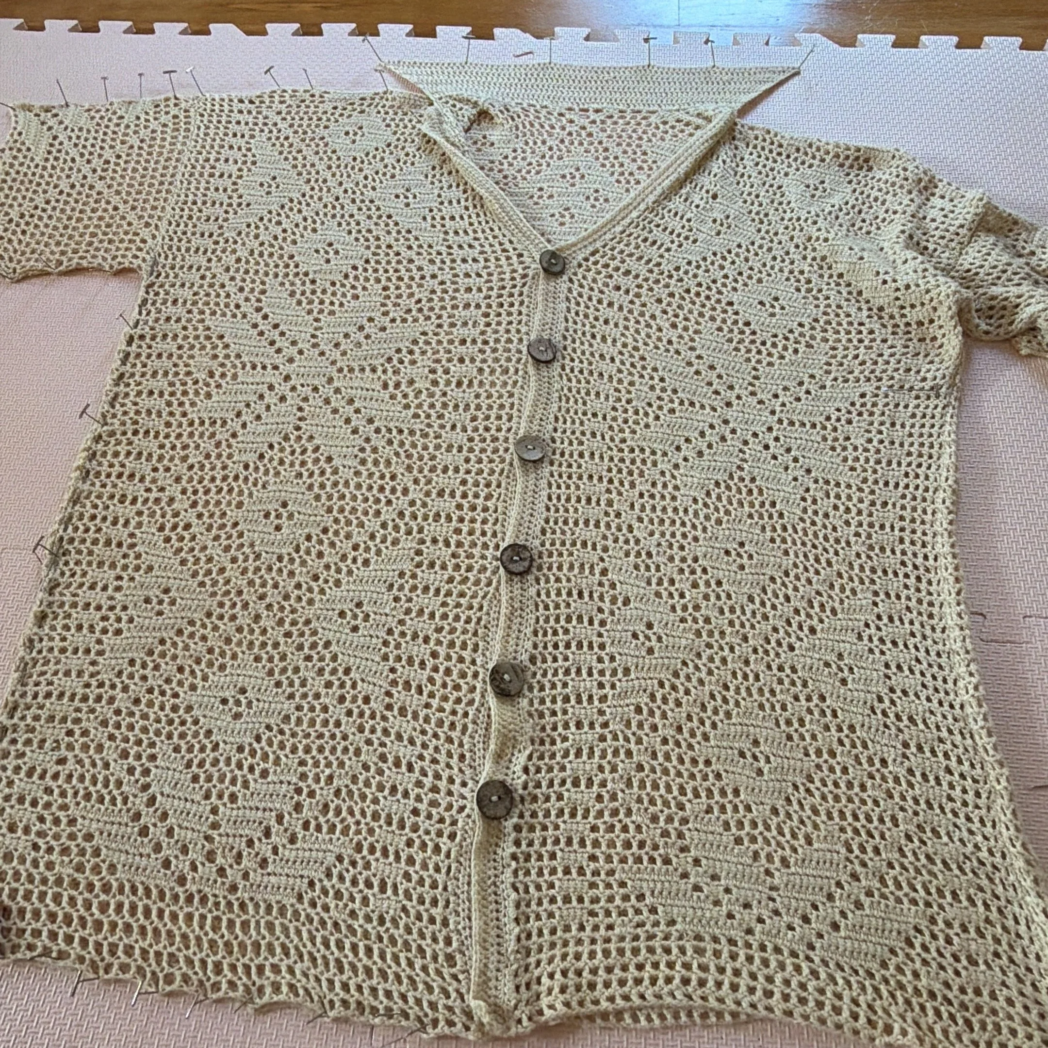 My first Filet Crochet wearable piece, using a Club Made pattern.