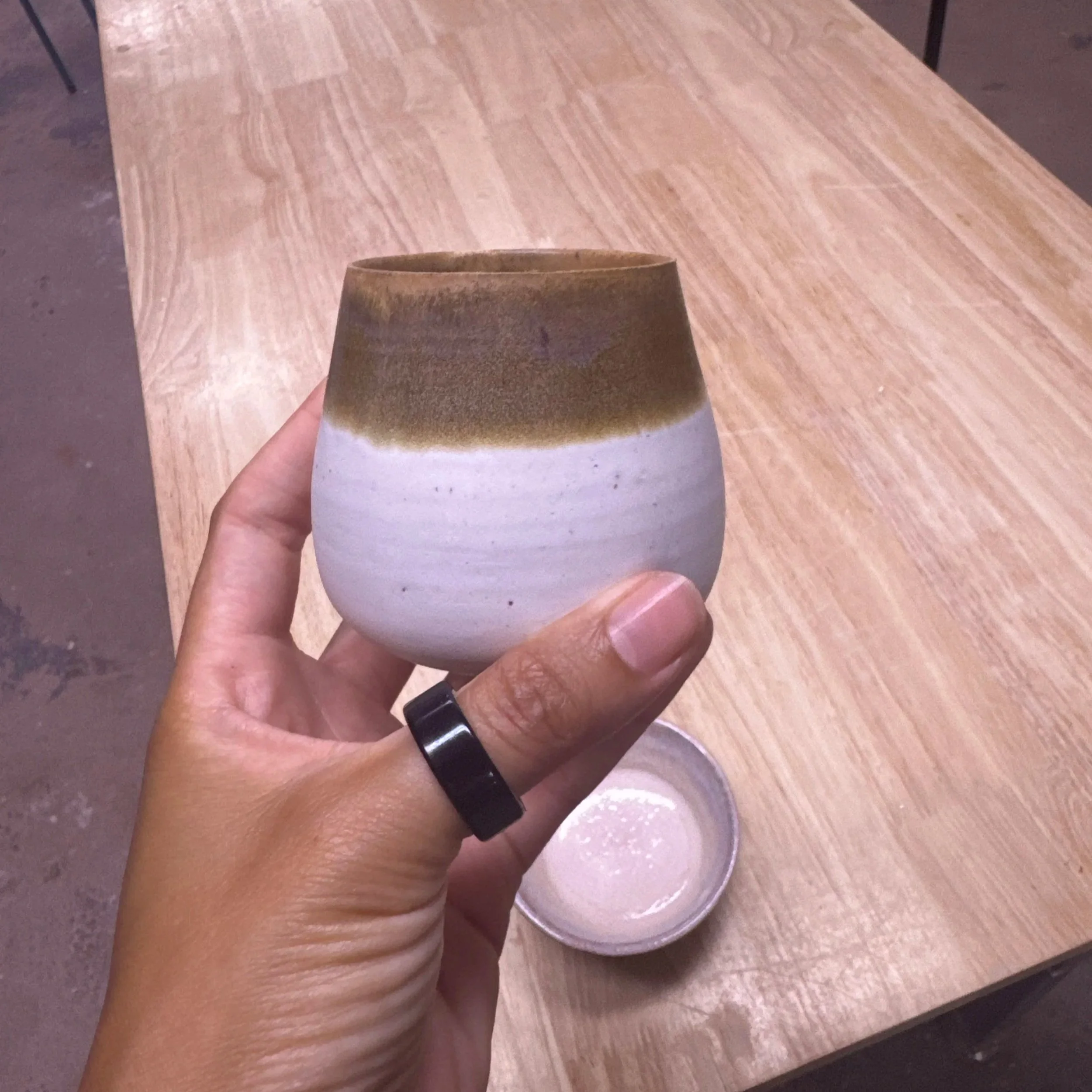 A latte cup made in my Pottery Course