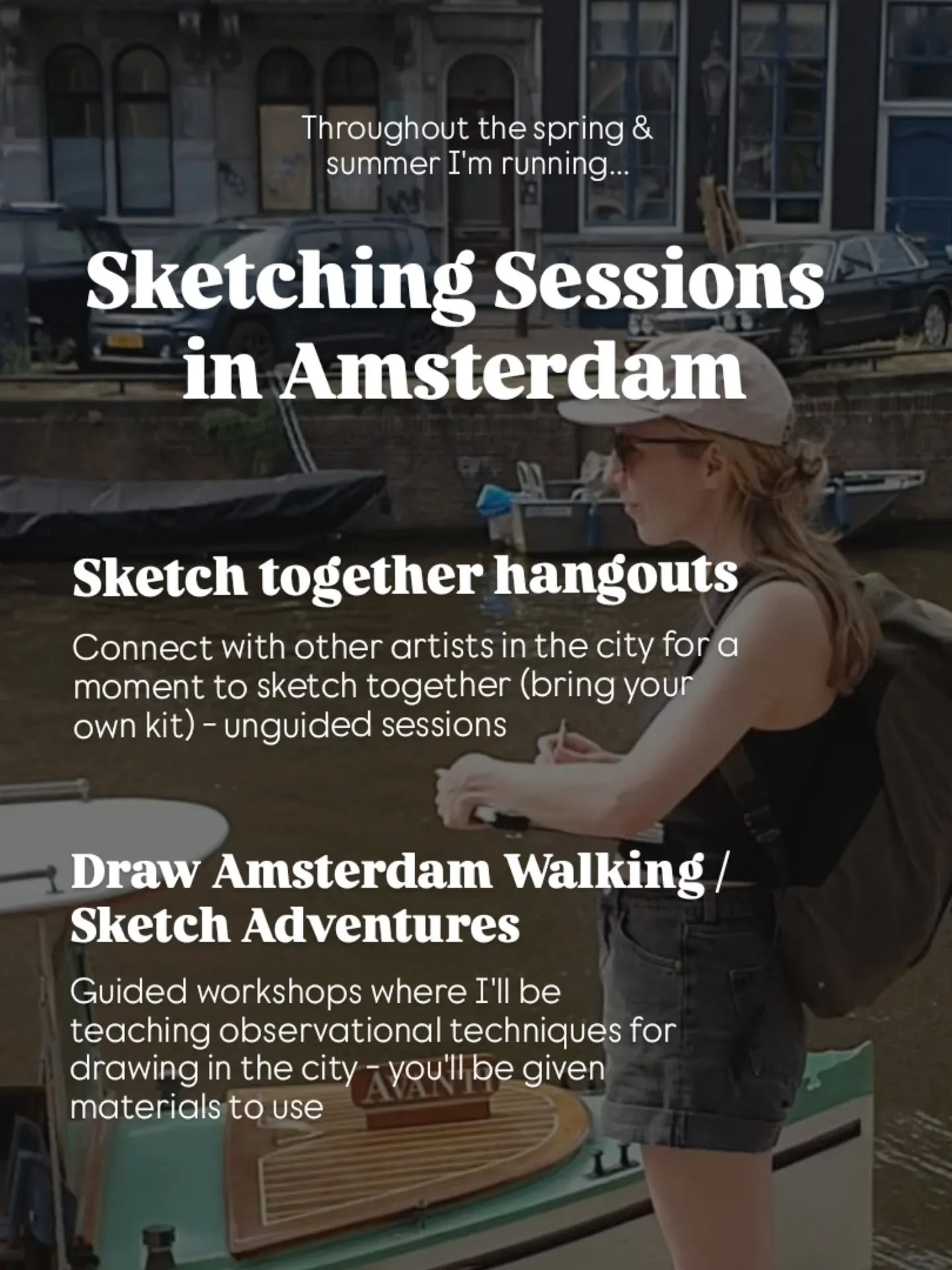 Want to get creative together in Amsterdam this Spring and summer? 

I'll be running sketch meetups and creative workshops  via my group, Scribble. These events will be an opportunity to connect with other creative people (all levels welcome).

For t