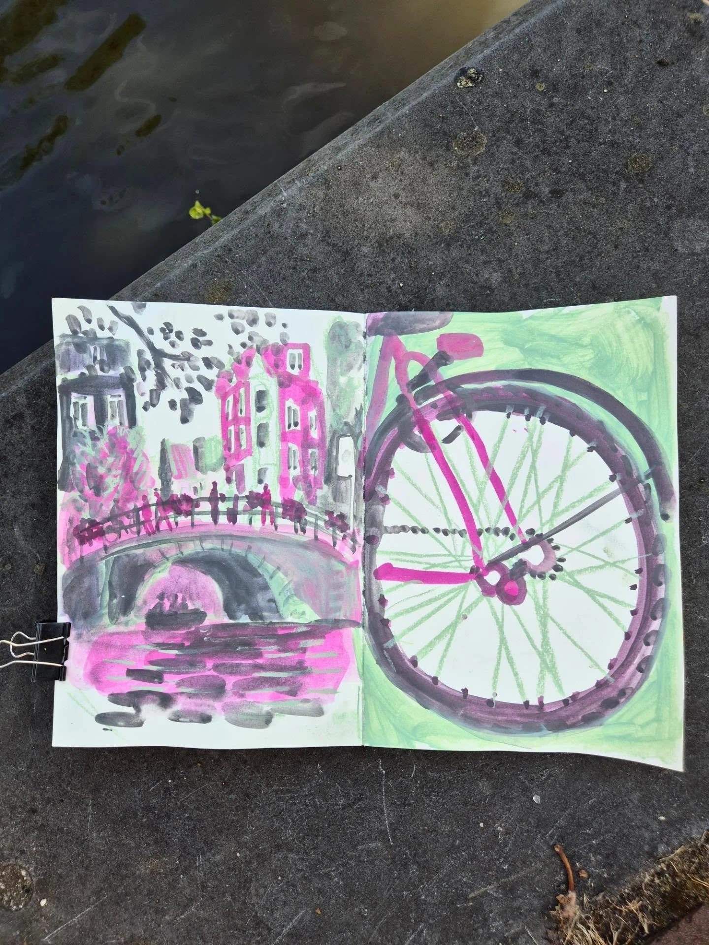 Day 3 of the #3materialsdrawingchallenge 

I'm feeling pushed out of my comfort zone now! I never use this pink ink or this light unison pastel. I grabbed them as I left the house and didn't think about how they'd work together. My Pith sketchbook so