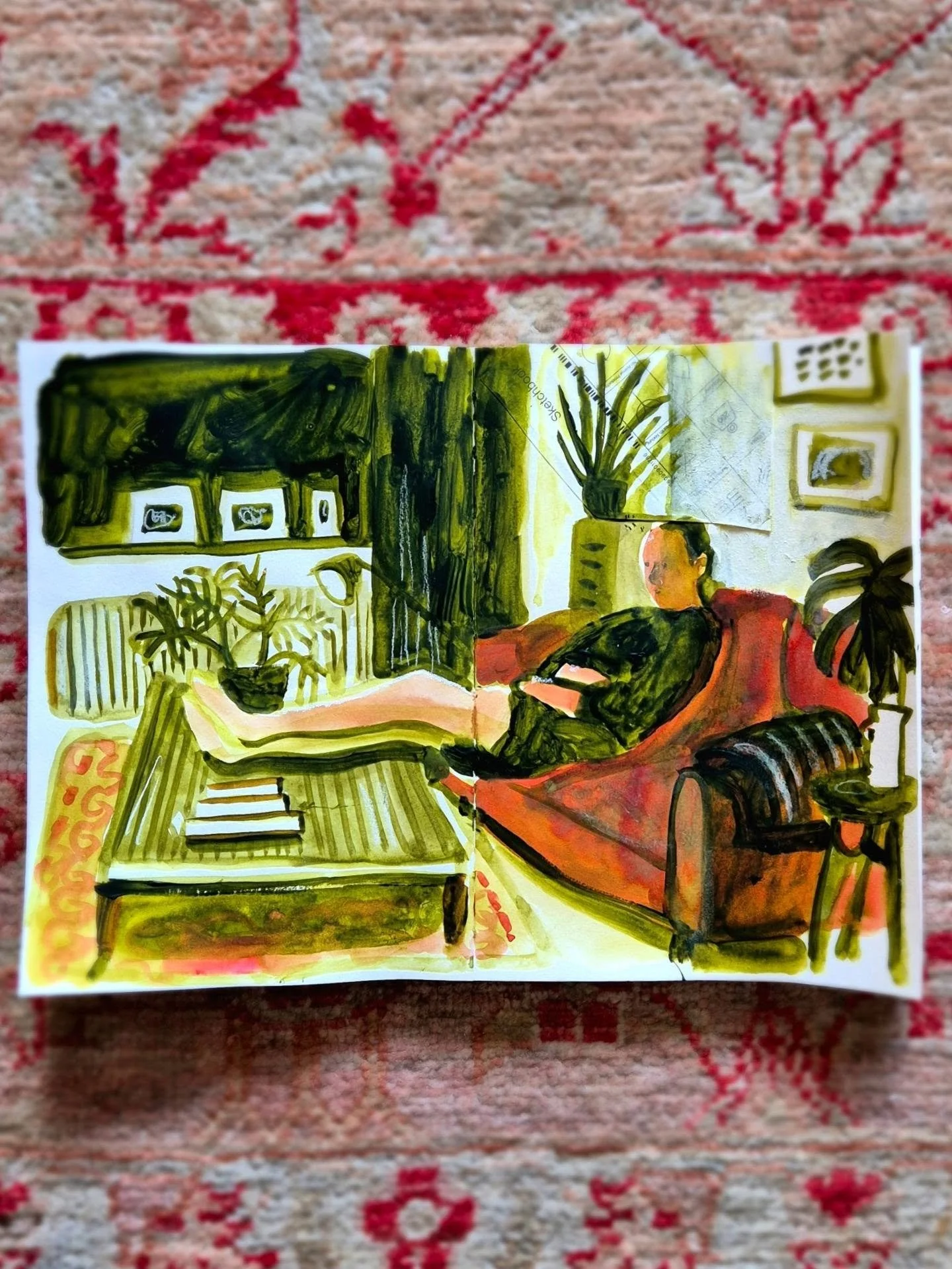 Day 6 out of 7 

I've joined the #3materialsdrawingchallenge organised by @kathryn_boyt @charlotte.durance and @naomitippingillustrator 

Each day draw from life using only 3 materials. 

I initially painted the plant behind Thom's head (where it act
