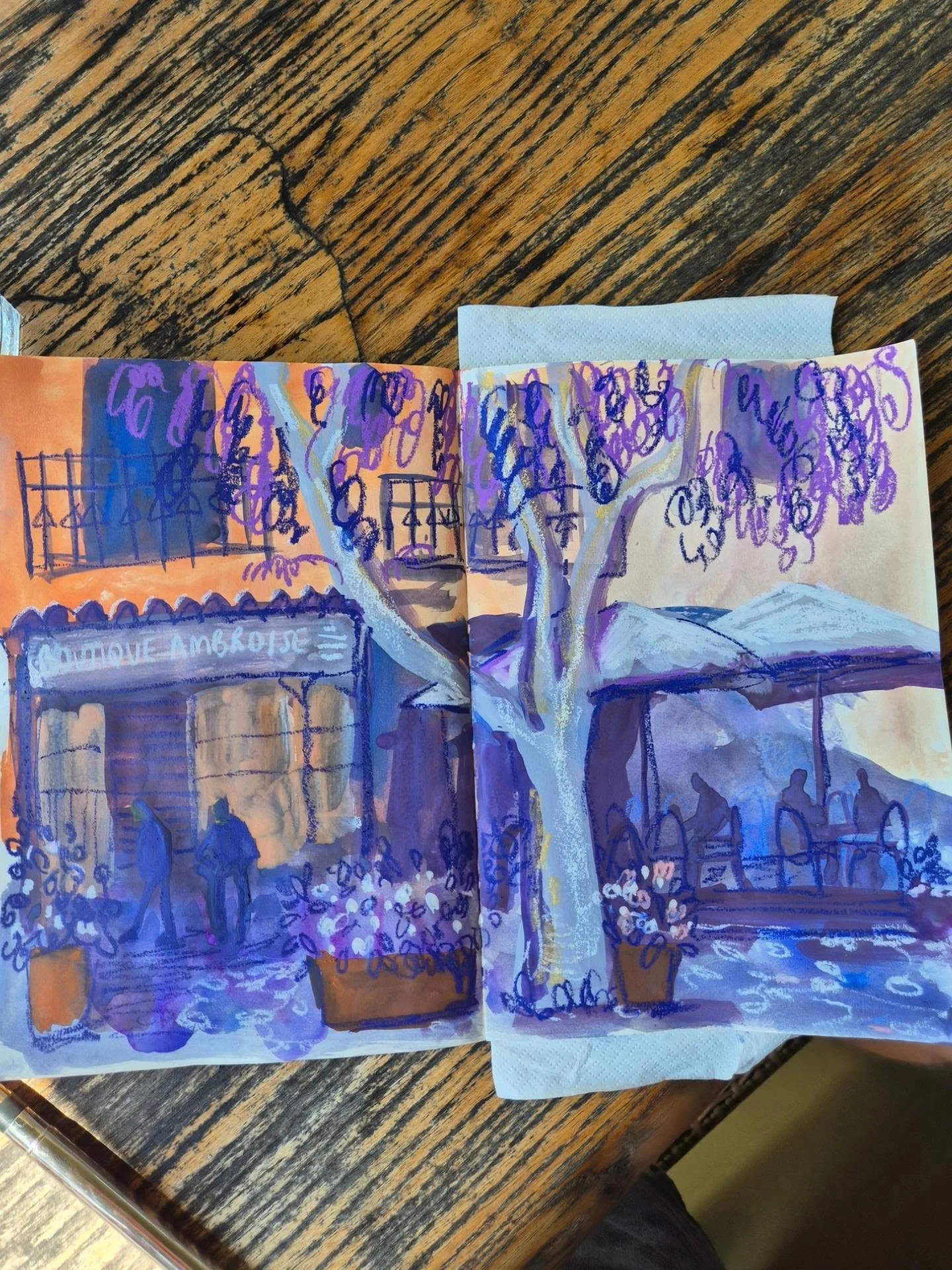 Sometimes a view which doesn't seem that exciting can become the best subject to draw!

This is a mix or gouache and Neo Colour 2s, drawn in Corisca earlier this summer 

#artistsofig #sketchbookart #travelsketchbook #urbansketching #walktosee