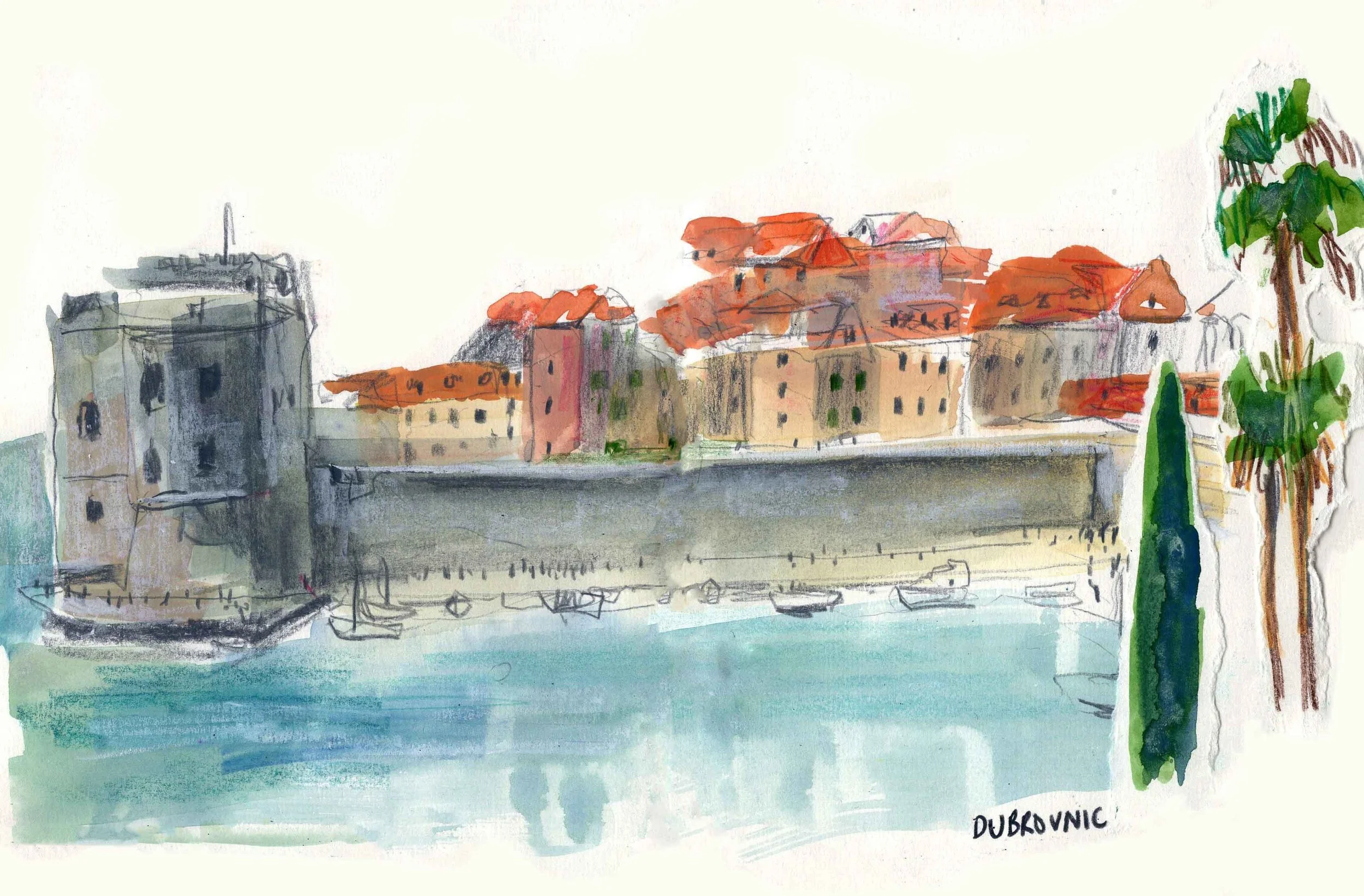 Dubrovnic Croatia travel illustration Ellie Middleton low quality with copyright.jpg