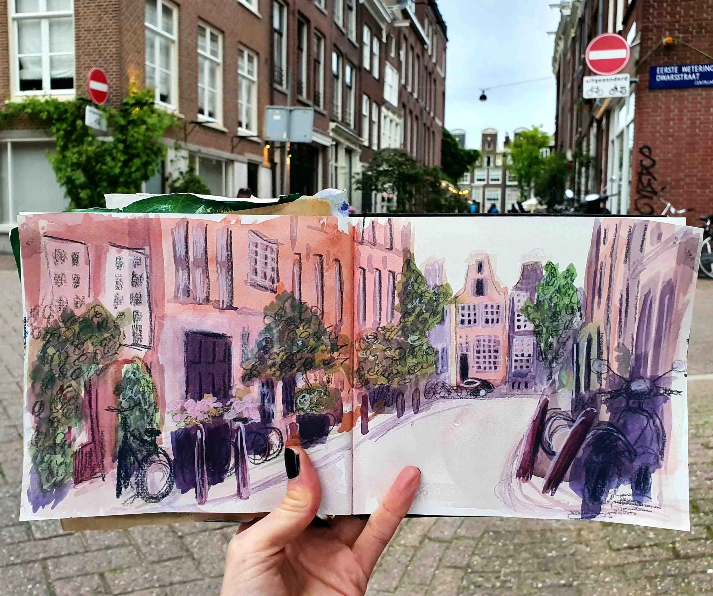 Amsterdam illustration of street in travel sketchbook.jpg