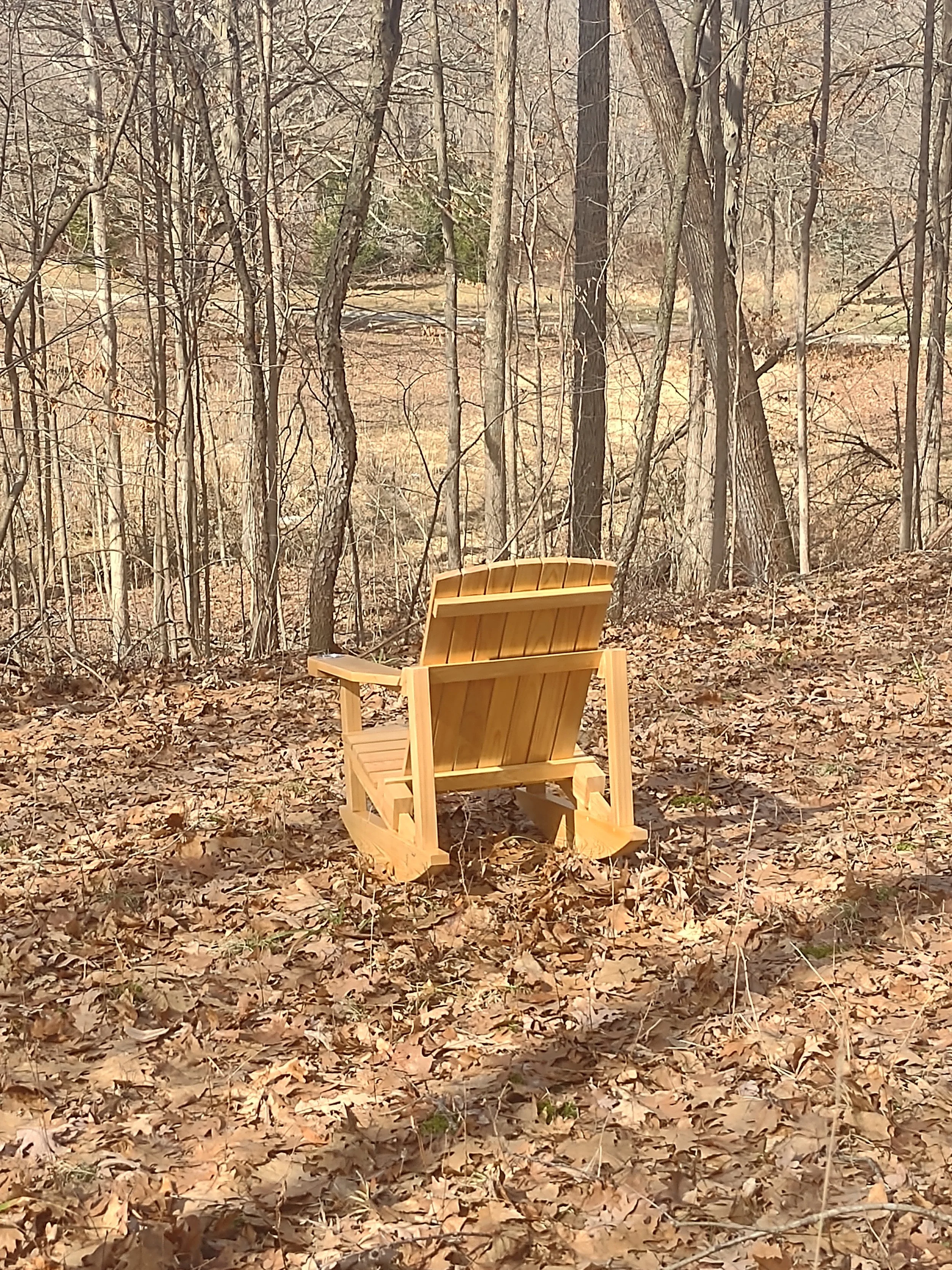 Back view of durable rocker made with real Cypress