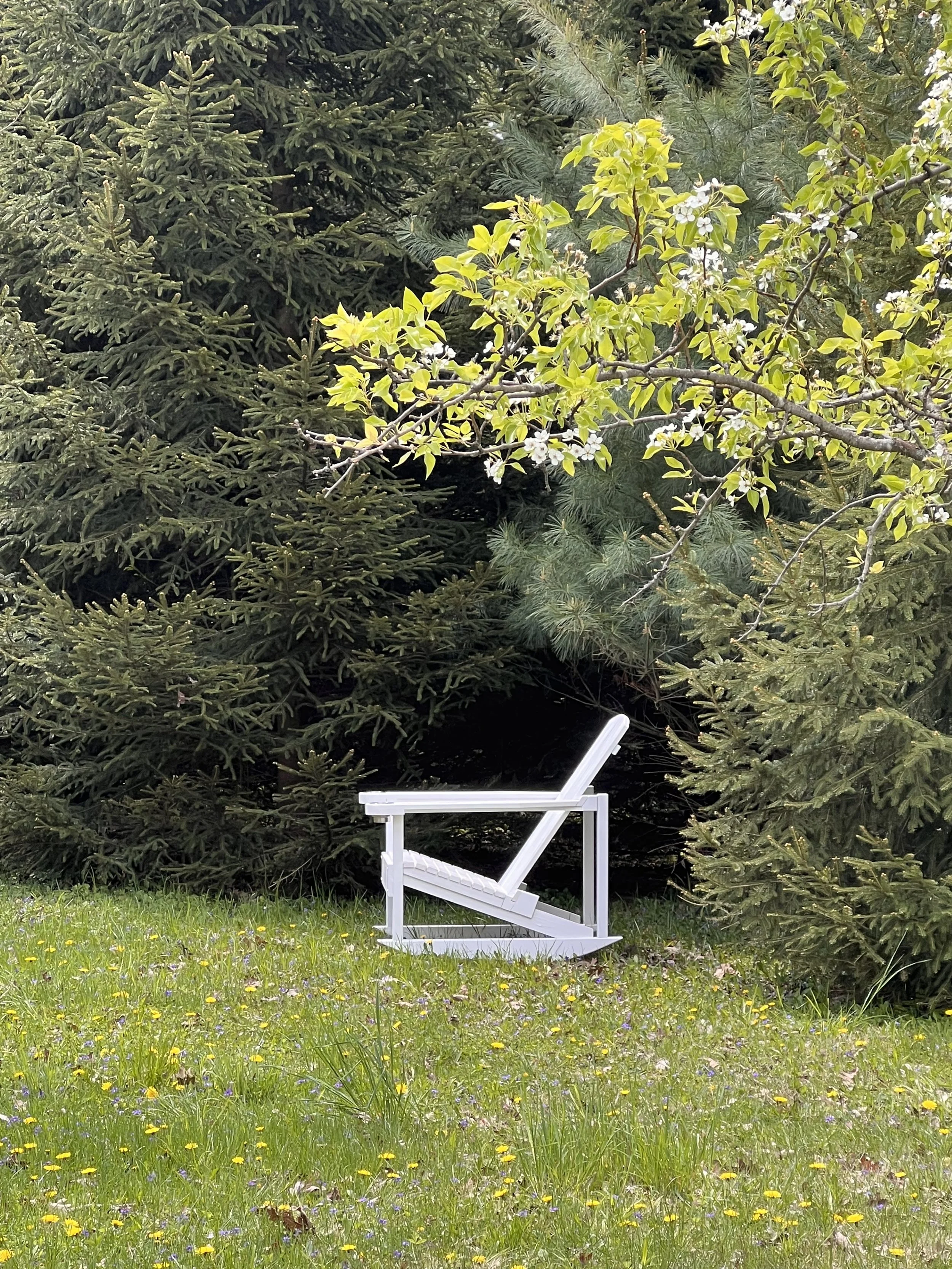 Side view of painted Cypress rocker