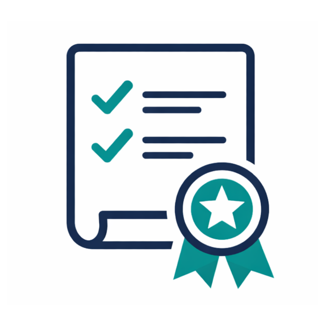 Master Cleaning Services Sheffield Trustworthy Cleaners Icon of a checklist with two checked items and a ribbon with a star, representing achievement or certification.