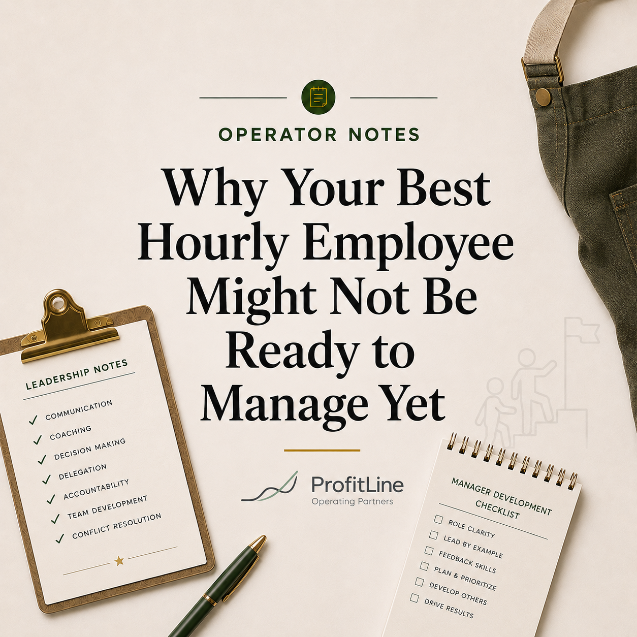 Why your best hourly employee might not be ready to manage yet - restaurant manager development and leadership training graphic from ProfitLine Operating Partners.