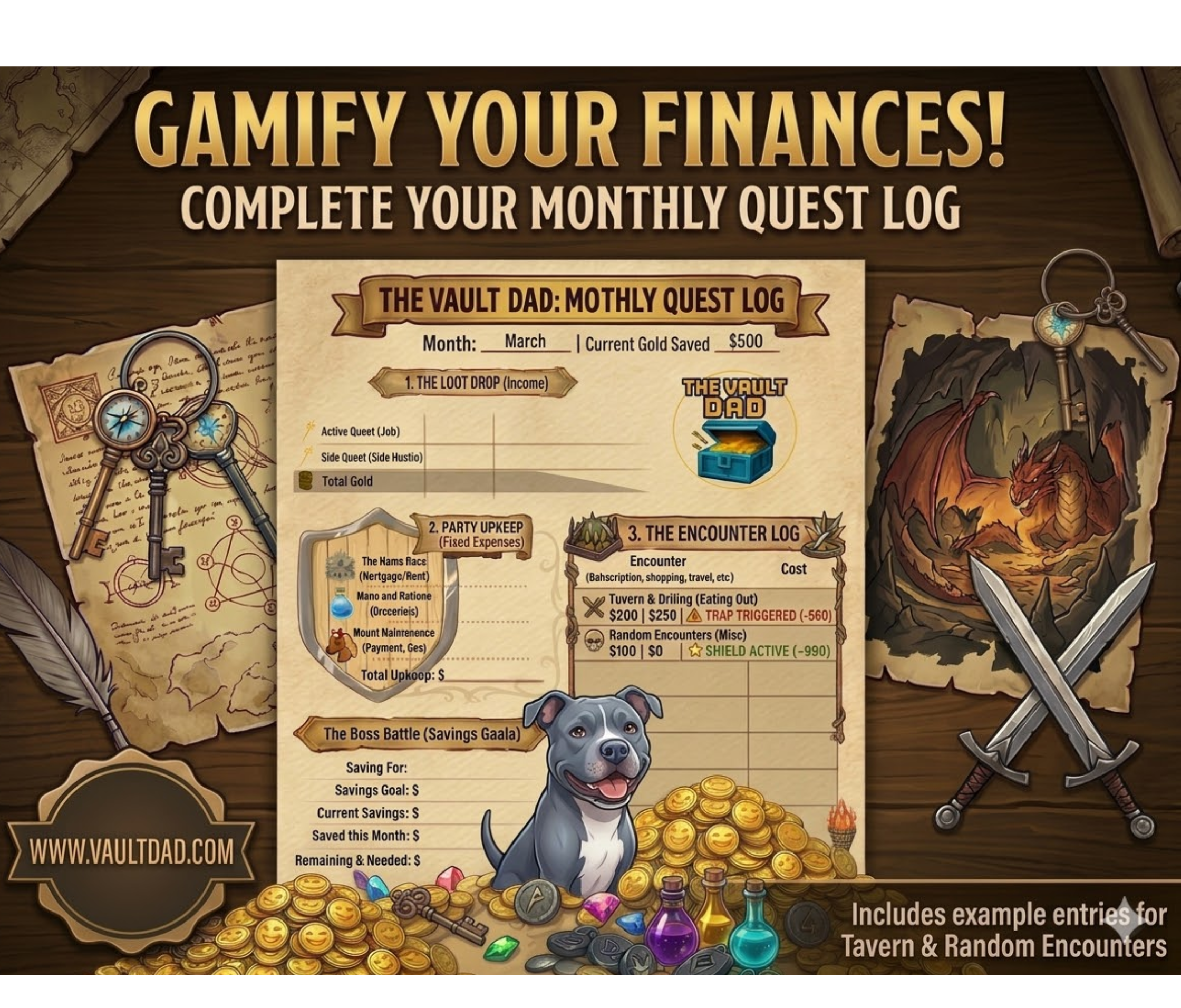 Monthly Quest Log Budget Tracker