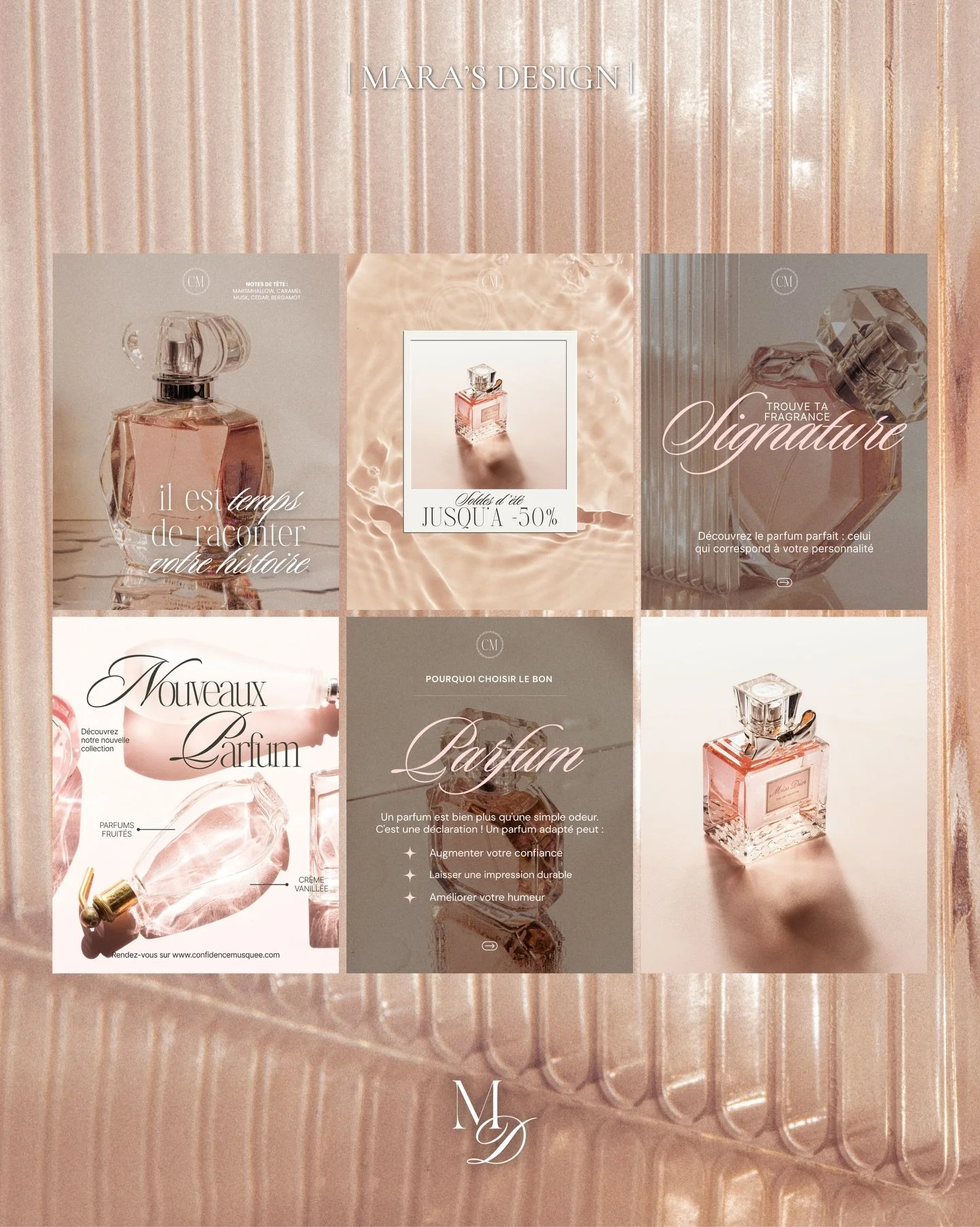 Pink insta feed for a perfume brand 🩷✨