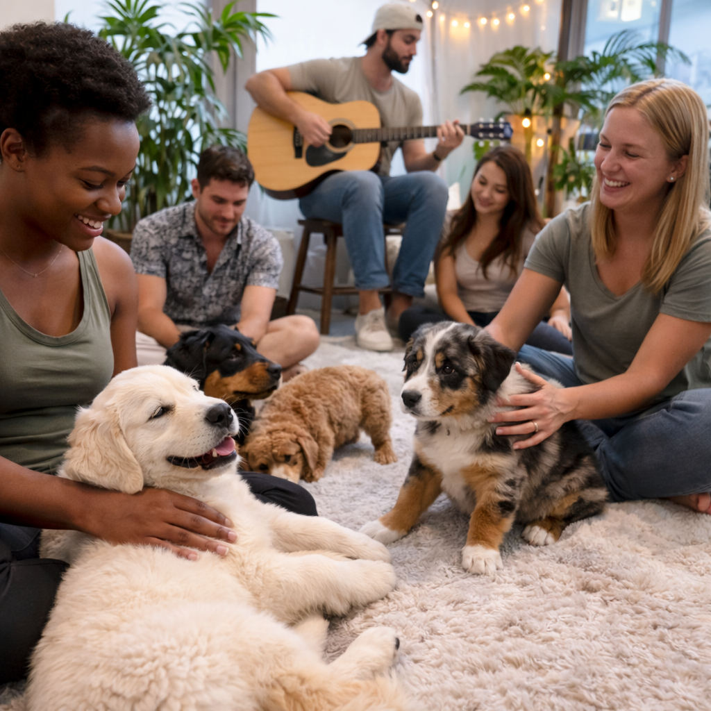 Geometric drawing of an outline square with sections divided by vertical, horizontal, and circle lines.