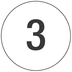 Schwarz-weißes Symbol mit der Zahl 3 in der Mitte, umgeben von einem Kreis