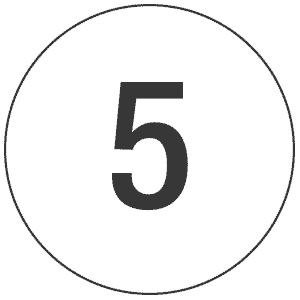 Der schwarze Kreis zeigt die Zahl 5 in der Mitte auf einem schwarzen Hintergrund.