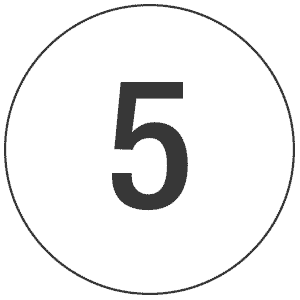 Der schwarze Kreis zeigt die Zahl 5 in der Mitte auf einem schwarzen Hintergrund.