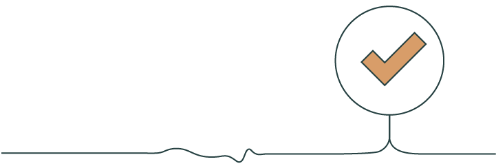 Diagrama de proceso con una marca de verificación.