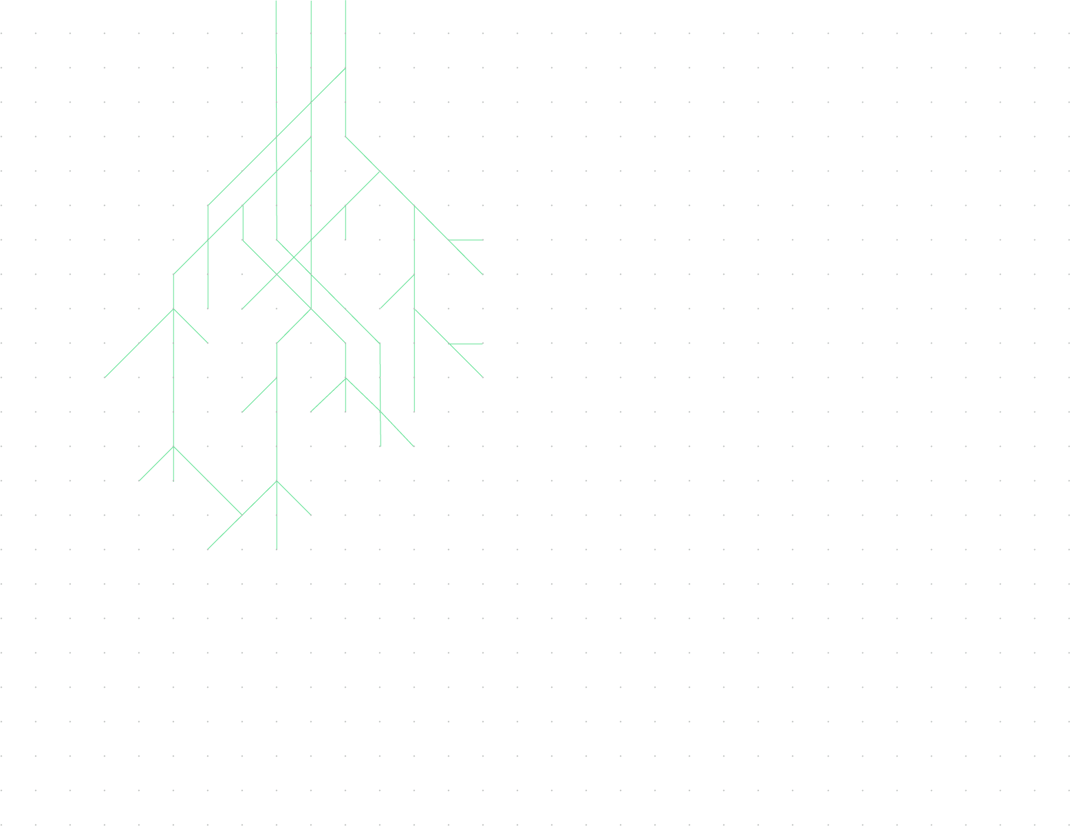 Diagrama digital con líneas verdes formando un árbol de decisión en fondo negro con cuadrícula