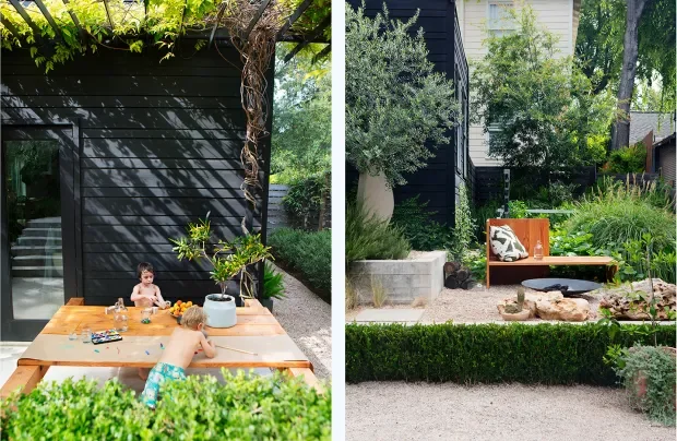 Open, adaptable, and thoughtfully composed, the courtyard accommodates both gathering and spontaneity. Warm wood surfaces and soft gravel ground the space, while surrounding greenery ensures intimacy within an urban setting.