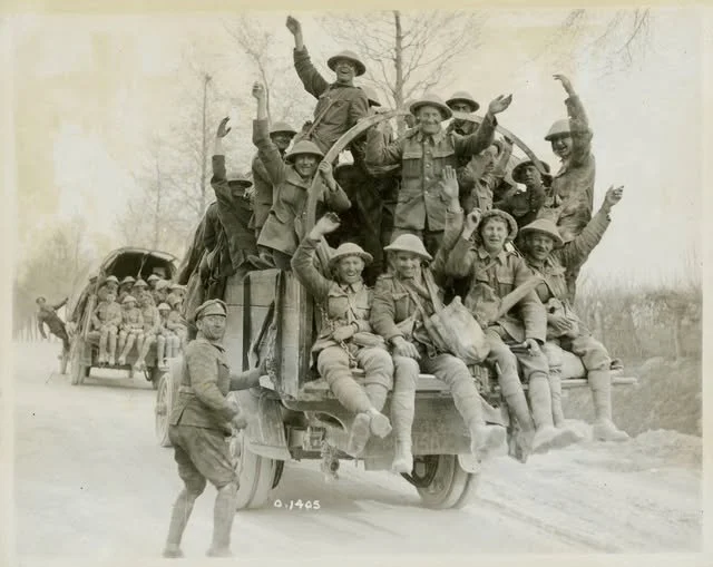 Photographs taken during the Battle of Vimy Ridge - Canadians returning from Vimy Ridge CWM 19920085-295 George Metcalf Archival Collection Canadian War Museum