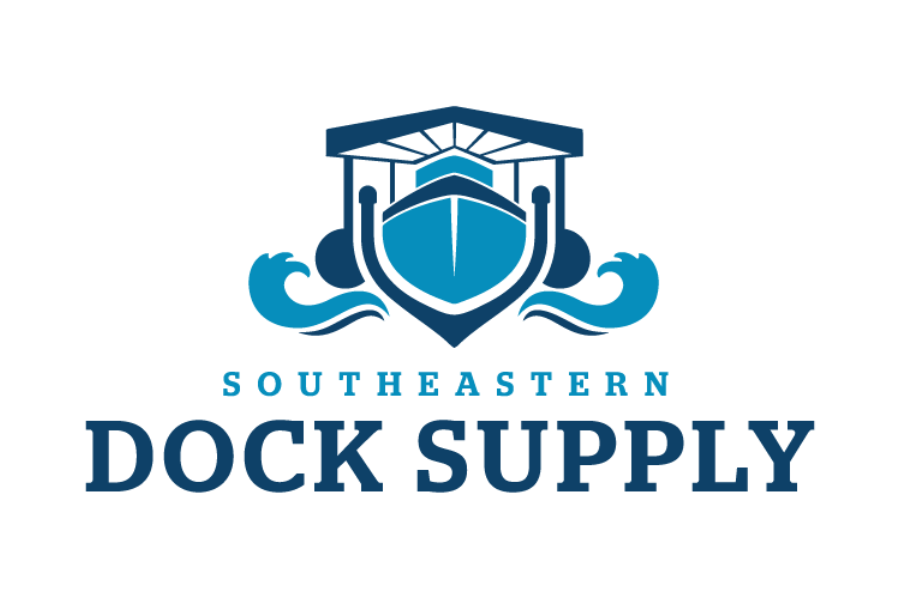 Logo for Southeastern Dock Supply featuring a boat with waves and a graduation cap.